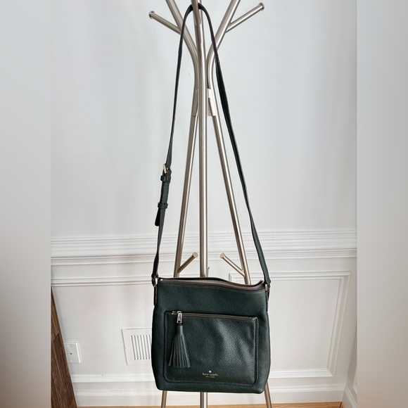 Kate Spade Deep Green Top Zip Pebbled Leather Crossbody Bag - Picture 3 of 11